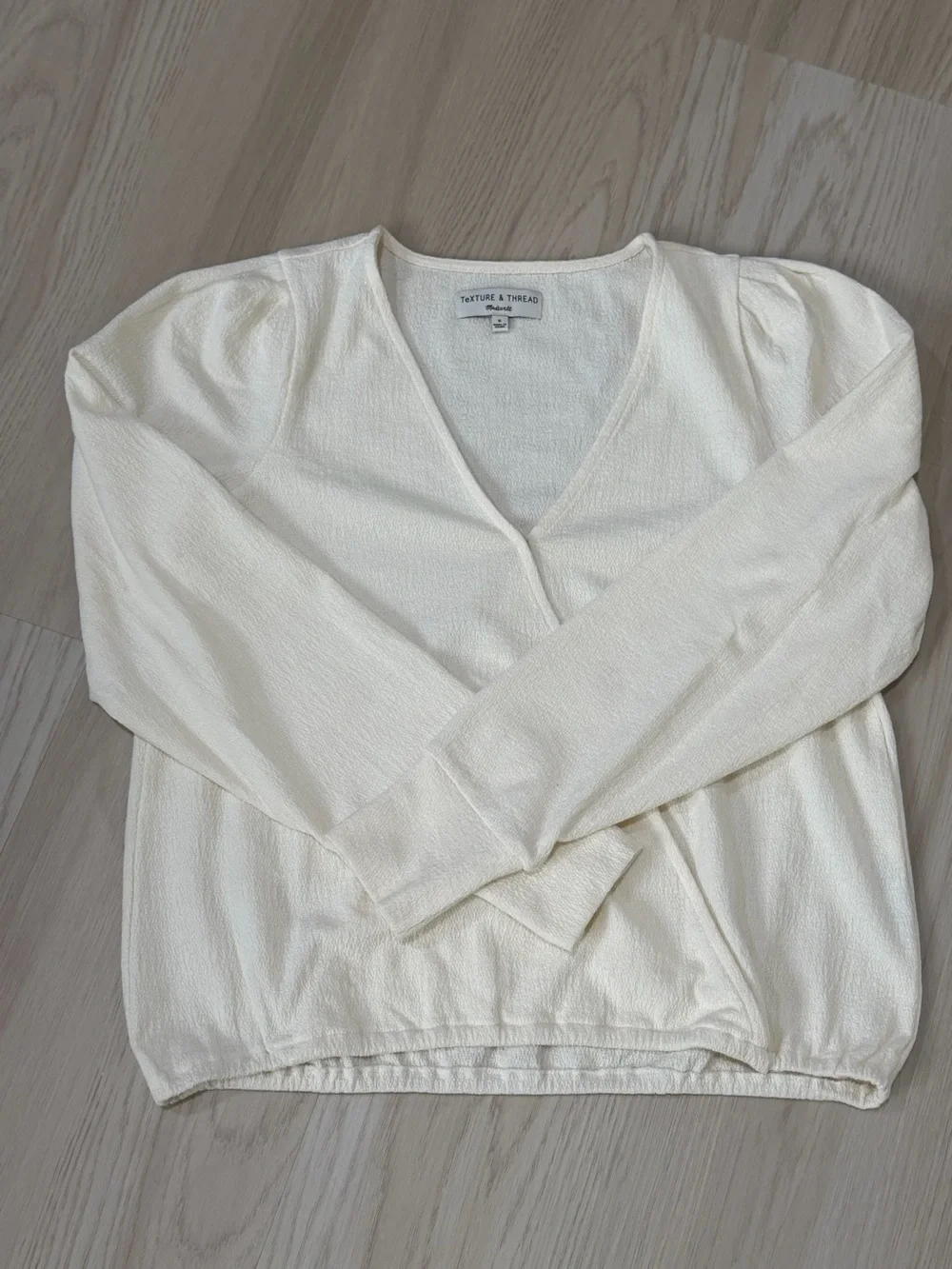 Madewell Cream V-Neck Long Sleeve Blouse